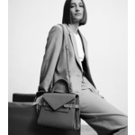 Sac à main double rabat moyen modèle Emilie en cuir grainé