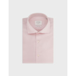 Chemise voyage col italien en façonné uni rose