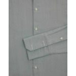 Chemise col italien avec poignets mousquetaires en popeline rayée vert