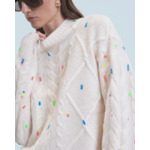 Pull Col Rond Torsades Multicolore