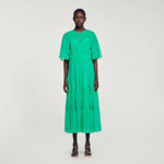 Robe midi à col strassé