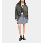 Blouson En Cuir Marron Femme