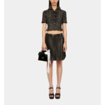 Jupe Portefeuille Courte En Cuir Noir Femme