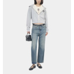 Sweatshirt Blazon À Capuche Gris Femme