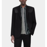 Veste En Laine Avec Détails En Cuir Noire Homme