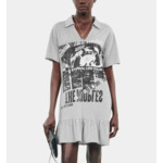 Robe T-Shirt Avec Sérigraphie Grise Femme