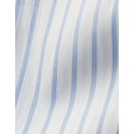 Chemise col italien en popeline rayée bleu