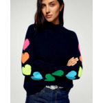 Pull Col Montant Cœurs Multicolores