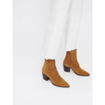 Bottines santiags en cuir suède camel