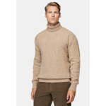 Pull Col Roulé Sable Mélange De Points En Laine Mérinos