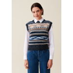 Pull sans manches rayures à motifs