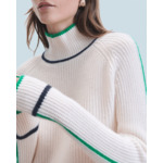 Pull Col Montant Tricolore Maille Perlée