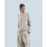 Pull Col Montant Bandes Manches Multicolore Léger