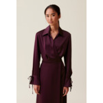 Robe longue fluide croisée bordeaux