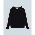 Pull Col V Oversize Bandes Bicolore Léger