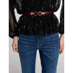 Ceinture fine en cuir à mors lion