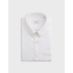 Chemise armand col prodigieux boutonné avec poche en oxford selvedge uni blanc