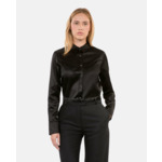 Chemise Satinée Style Western Noire Femme