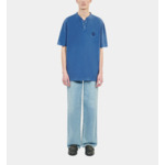 Polo En Coton Piqué Bleu Homme