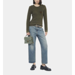 Pull En Maille Côtelée Kaki Femme