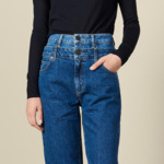 Jean mom double ceinture