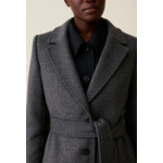 Manteau long ceinture gris