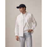 Chemise armand col prodigieux boutonné avec poche en oxford selvedge uni blanc