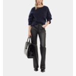 Pantalon Flare En Cuir Noir Femme