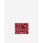 Porte Cartes Imprimé Cœurs En Cuir Noir