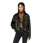 Veste biker en cuir foulonné