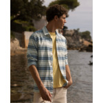 Chemise rayée bleu marine & écru