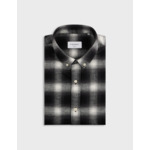 Chemise gaspard col américain en flanelle de coton à carreaux noir