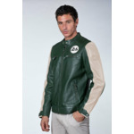 Blouson cuir 24H le mans Max ocean blue