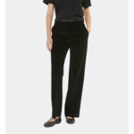 Pantalon Tailleur Droit En Velours Côtelé Noir Femme