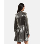 Robe Courte À Sequins Grise Femme