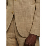 Pantalon en laine, soie et coton sablé beige