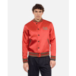 Blouson Rouge Satiné Avec Patchs Homme