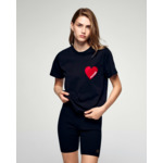 T-shirt Col Rond Manches Courtes Cœur