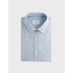 Chemise voyage col figaret en popeline rayée bleu