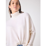 Pull poncho col roulé cachemire Margareth ECRU