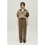 Chemise satinée ample kaki