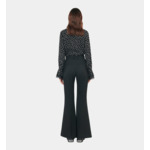 Pantalon Tailleur En Laine Mélangée Noir Femme