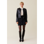 Veste cuir courte col rond