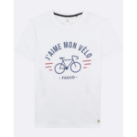 T-shirt col rond blanc J'aime mon vélo