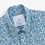 Chemise manches courtes regular bleu azur imprimé fleurs