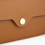 Pochette à rabat avec bandoulière amovible Sans couture en cuir grainé