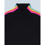 Pull Col Montant Bandes Manches Multicolores Léger