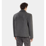 Caban Court En Laine Mélangée Chevron Noire Homme