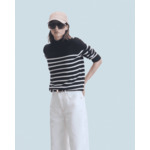 Pull Col Montant Marinière à Boutons