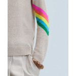 Pull Col Montant Bandes Manches Multicolore Léger